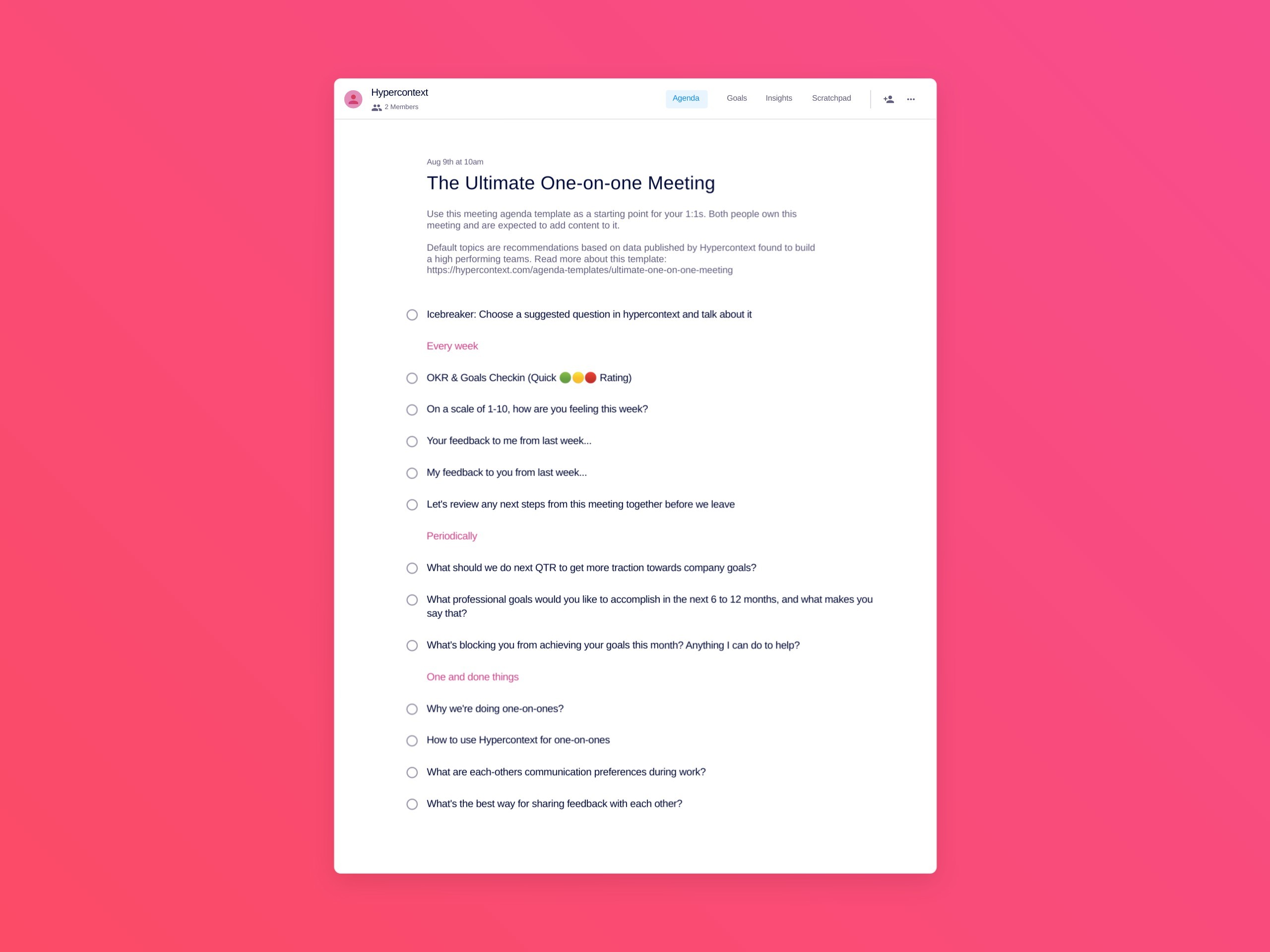 The ultimate one-on-one meeting template (13 topics and ideas)