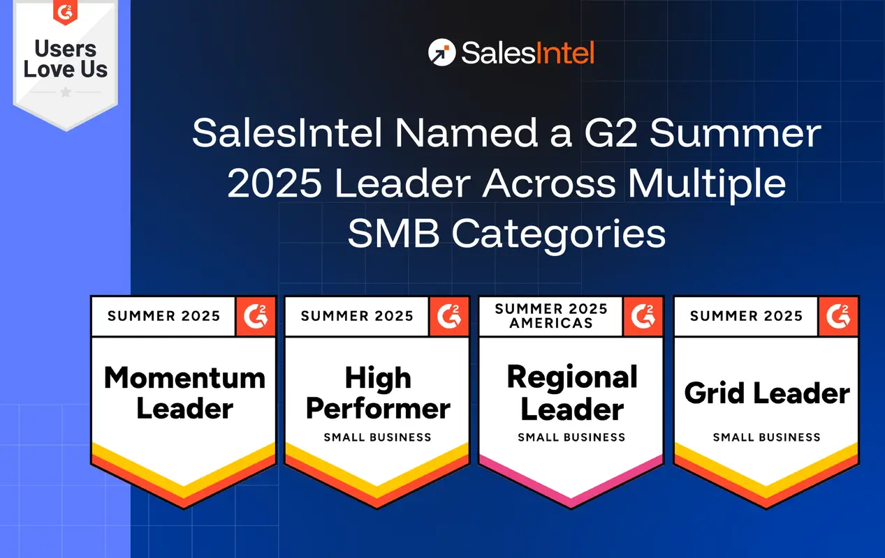 SalesIntel Named a G2 Summer 2025 Leader Across Multiple SMB Categories