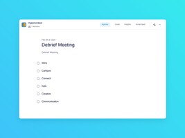 Debrief meeting template (6 topics and ideas) | Spinach