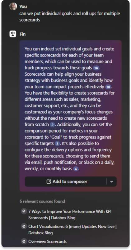 Databox uses Fin AI Copilot to streamline knowledge management and turn help content into resolutions