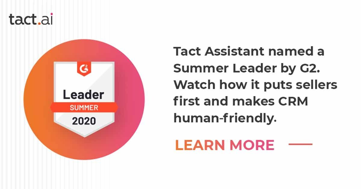 Customer Reviews Make Tact a G2 Summer 2020 Leader