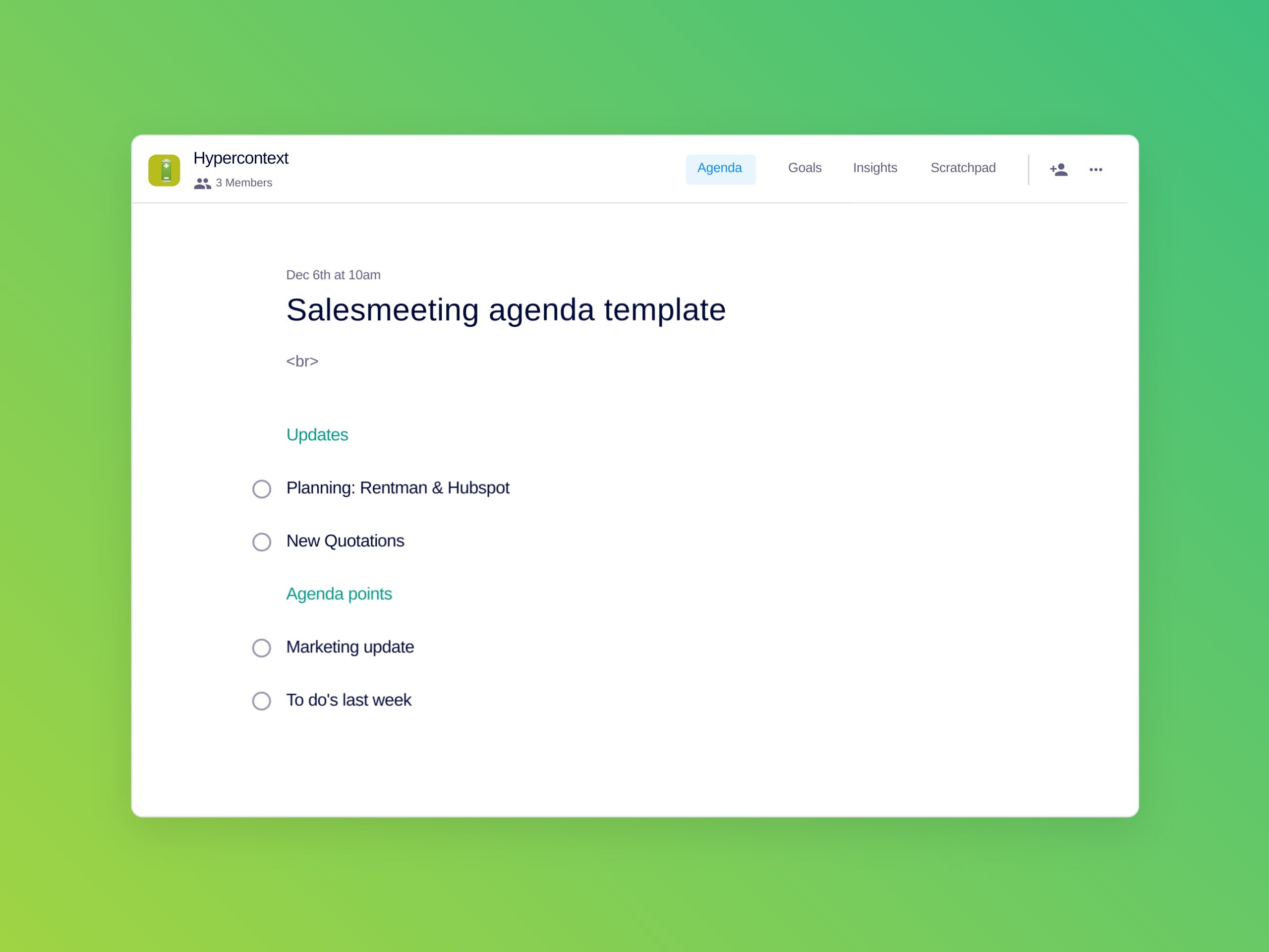 Salesmeeting agenda template template (4 topics and ideas)