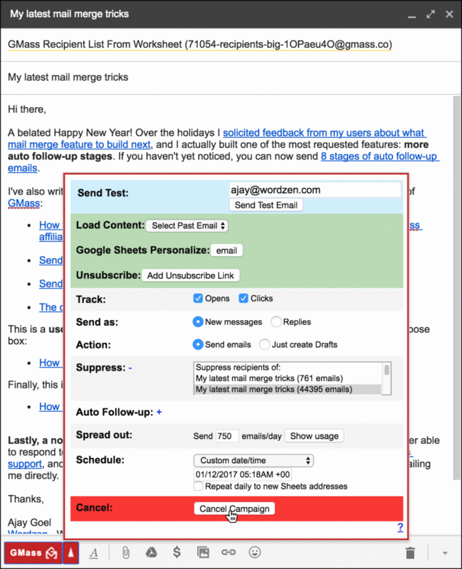 How to cancel a scheduled mail merge campaign and stop it from sending