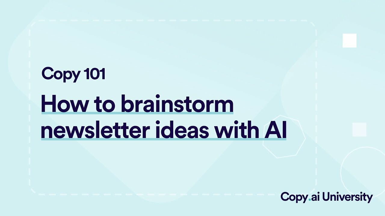 Brainstorm ideas for your email newsletter with Chat using Copy.ai