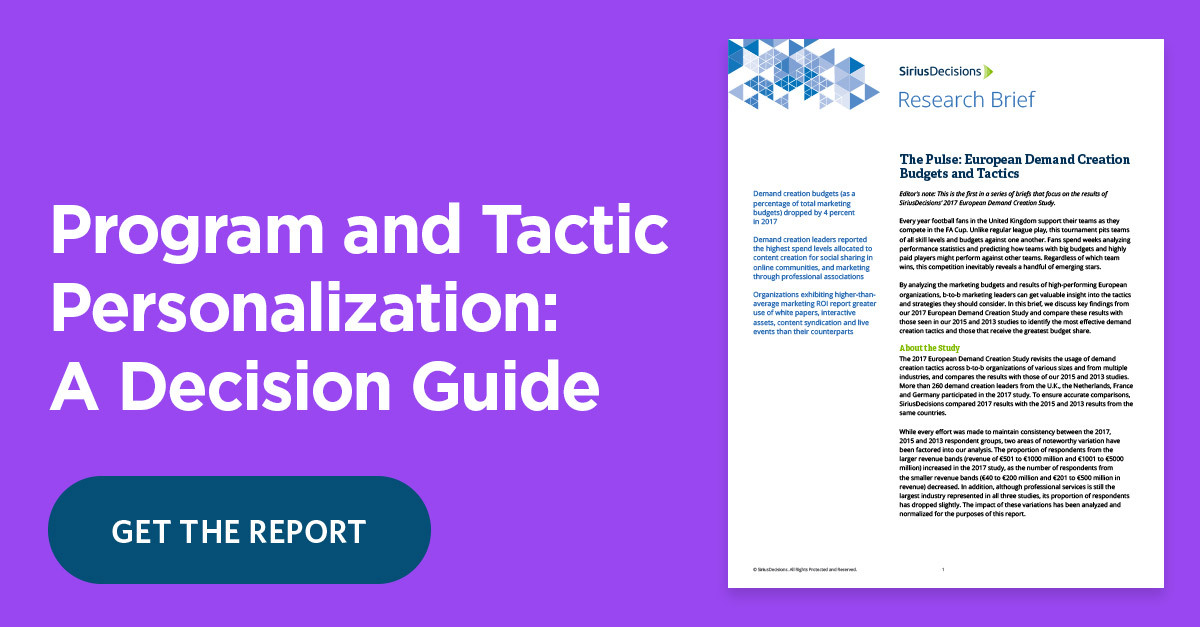 Sirius Decisions: European Demand Creation Budgets and Tactics