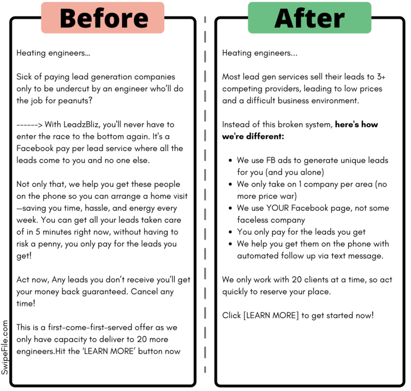 HVAC Facebook Ad before/after - Swipe File