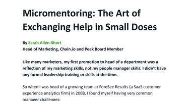 Micromentoring... The Art of Exchanging Help in Small Doses