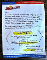 "Handwritten" commercial flooring direct mail flyer - Swipe File