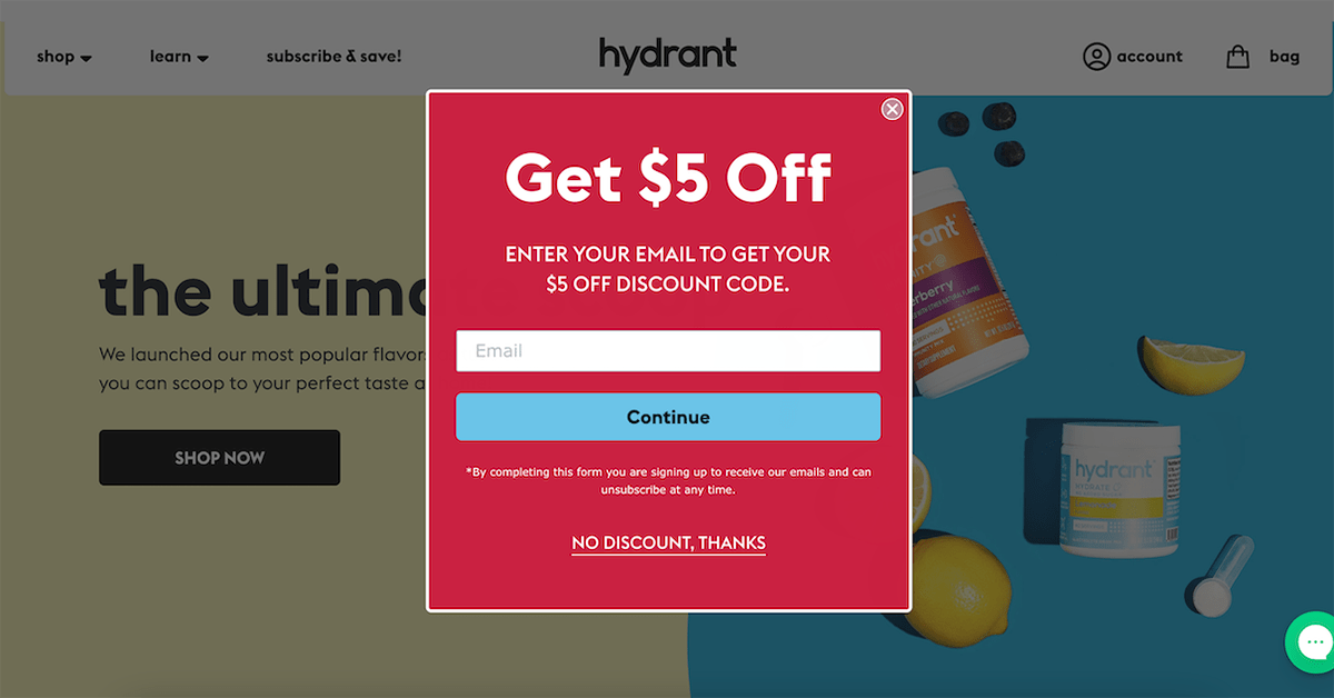 6 Discount Popup Examples to Grow Your Email & SMS Lists