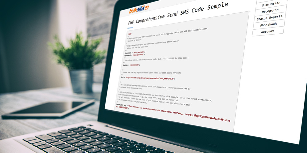 How to integrate with the SMS API from PHP