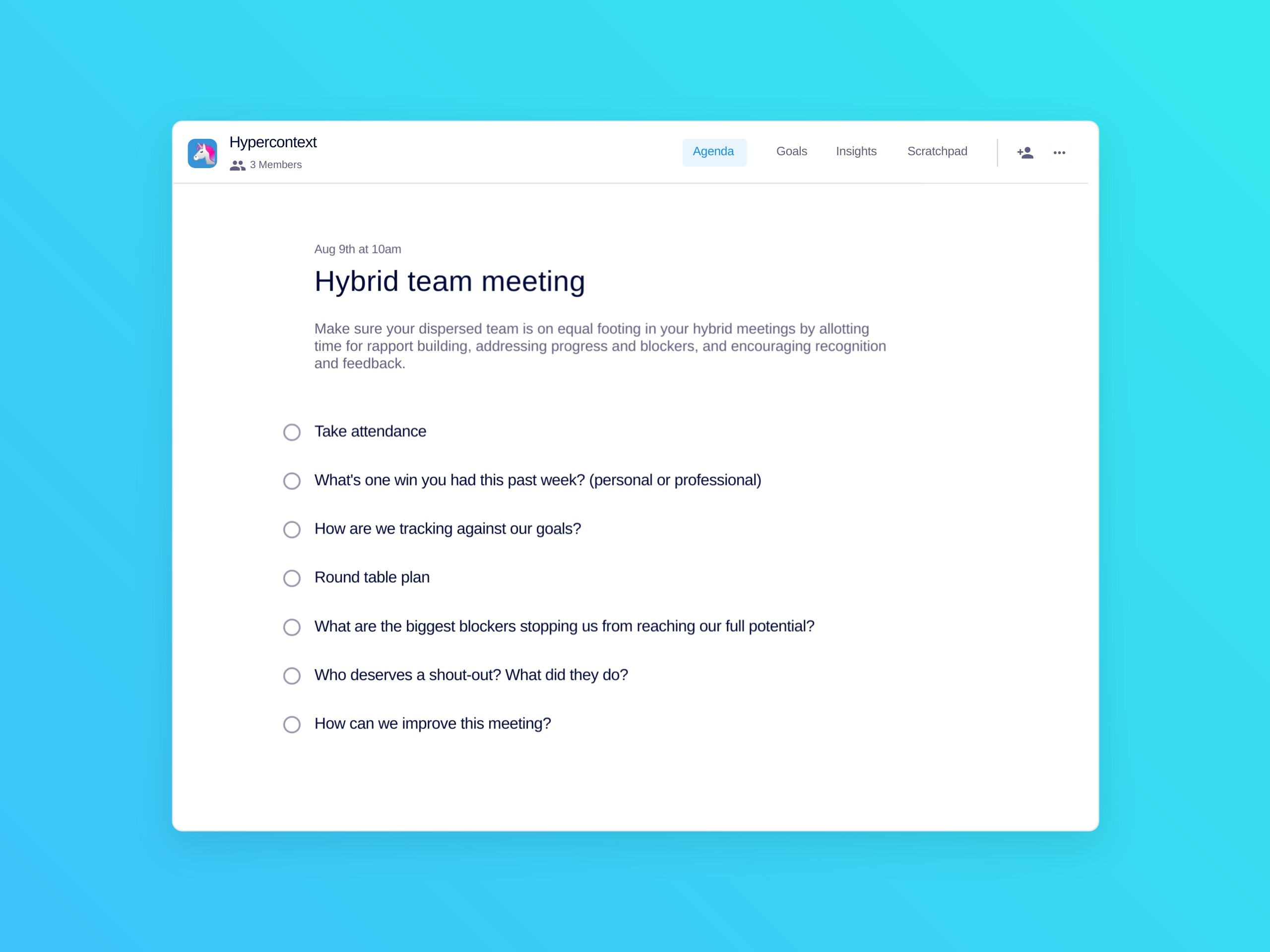 Hybrid team meeting template (7 topics and ideas)