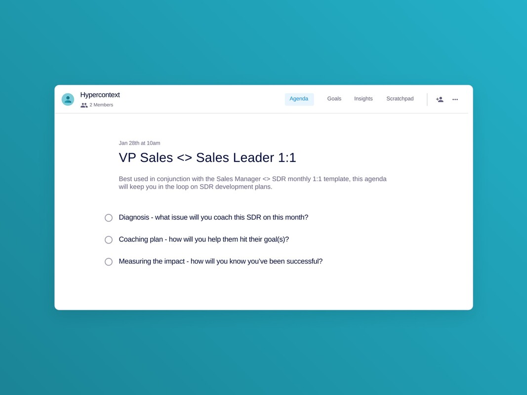 VP Sales <> Sales Leader 1:1 Template