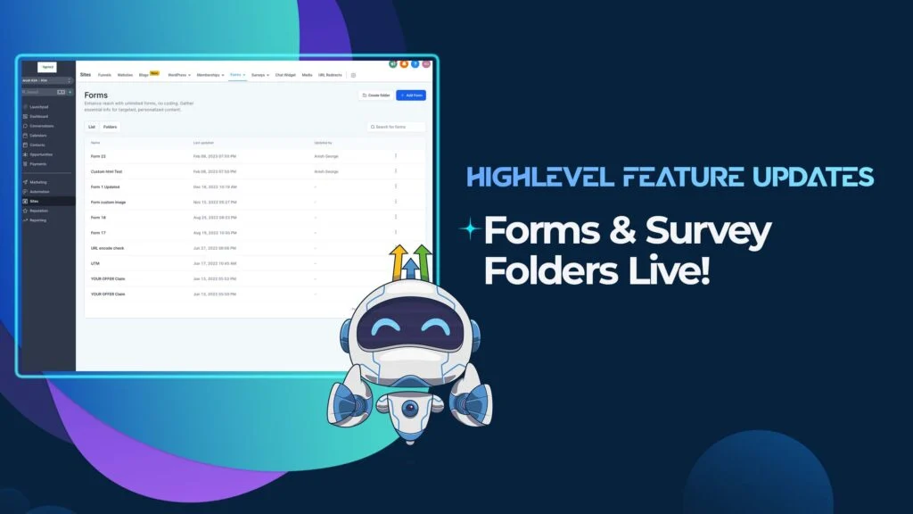 Forms & Survey Folders Live!