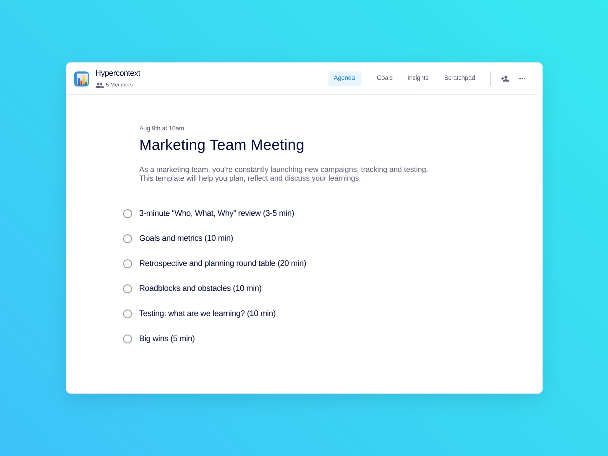 Marketing team meeting template (6 topics and ideas)