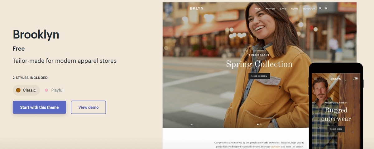 Shopify Brooklyn Theme Review: Free Theme for Modern Apparel Stores