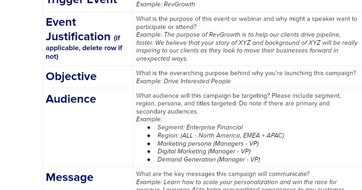 Campaign Brief Template