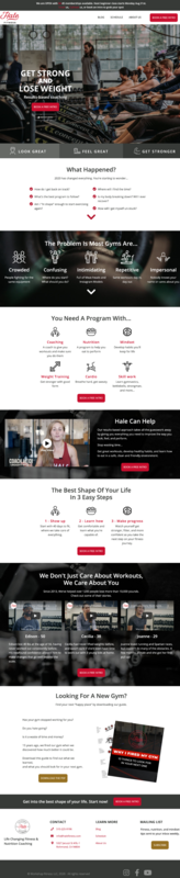 Great Gym Landing Page From Hale Fitness - Swipe File