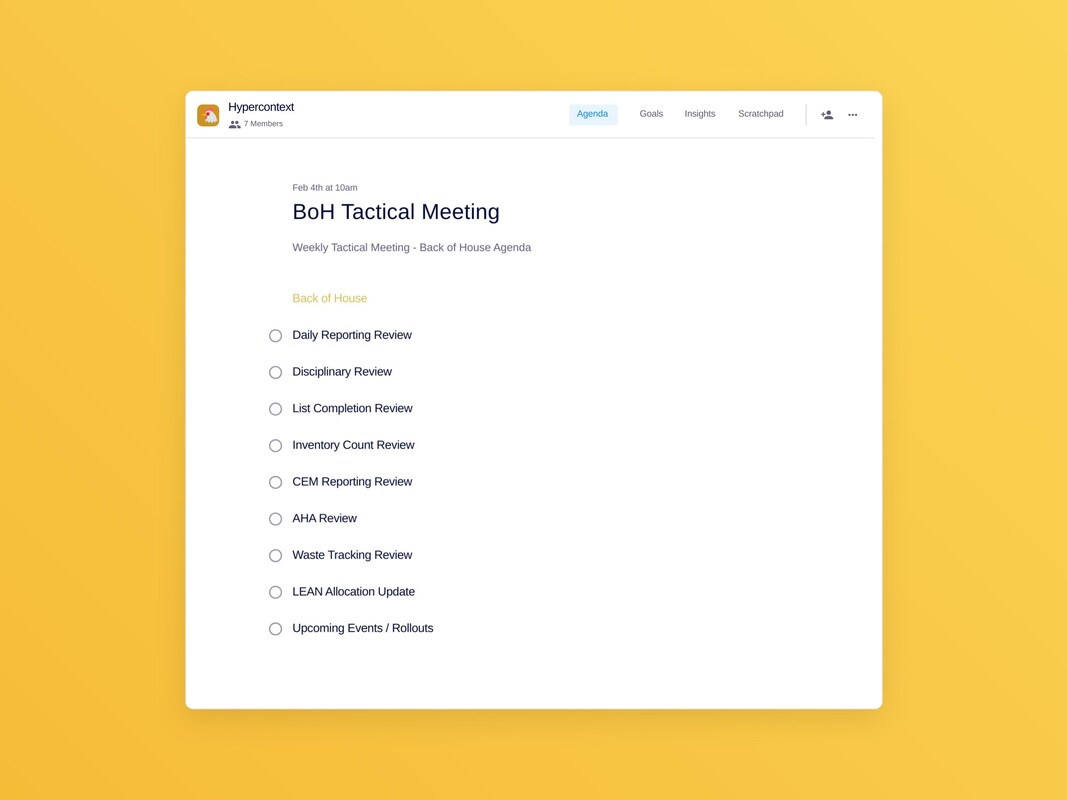 BoH Tactical Meeting Template