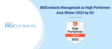 BIGContacts Recognized as High Performer Asia Winter 2023 by G2