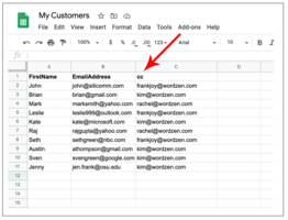 Set the Cc and Bcc fields in a mail merge from a spreadsheet column
