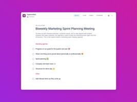 Biweekly marketing sprint planning meeting template (6 topics and ideas) | Spinach