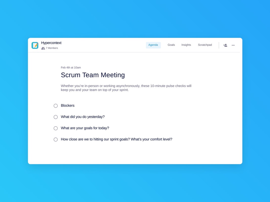 Scrum Team Meeting Template