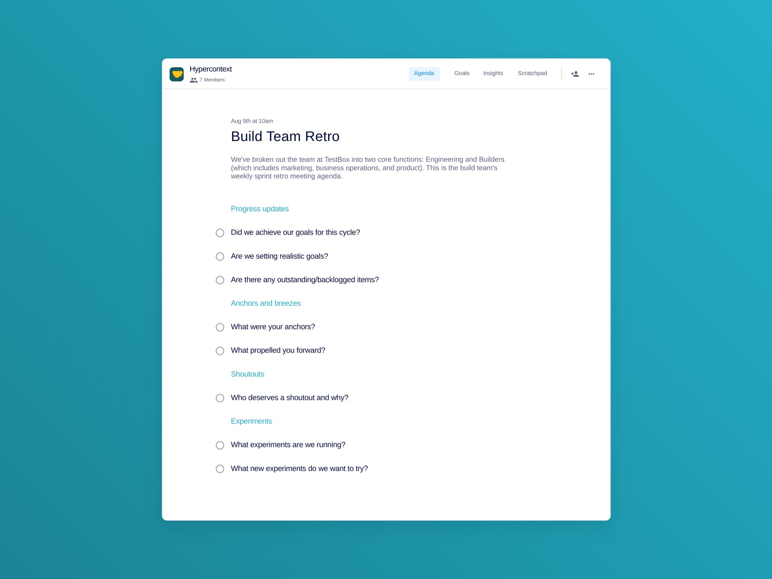 Build team retro template 