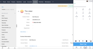 Zoho CRM Sales Phone Service Integration