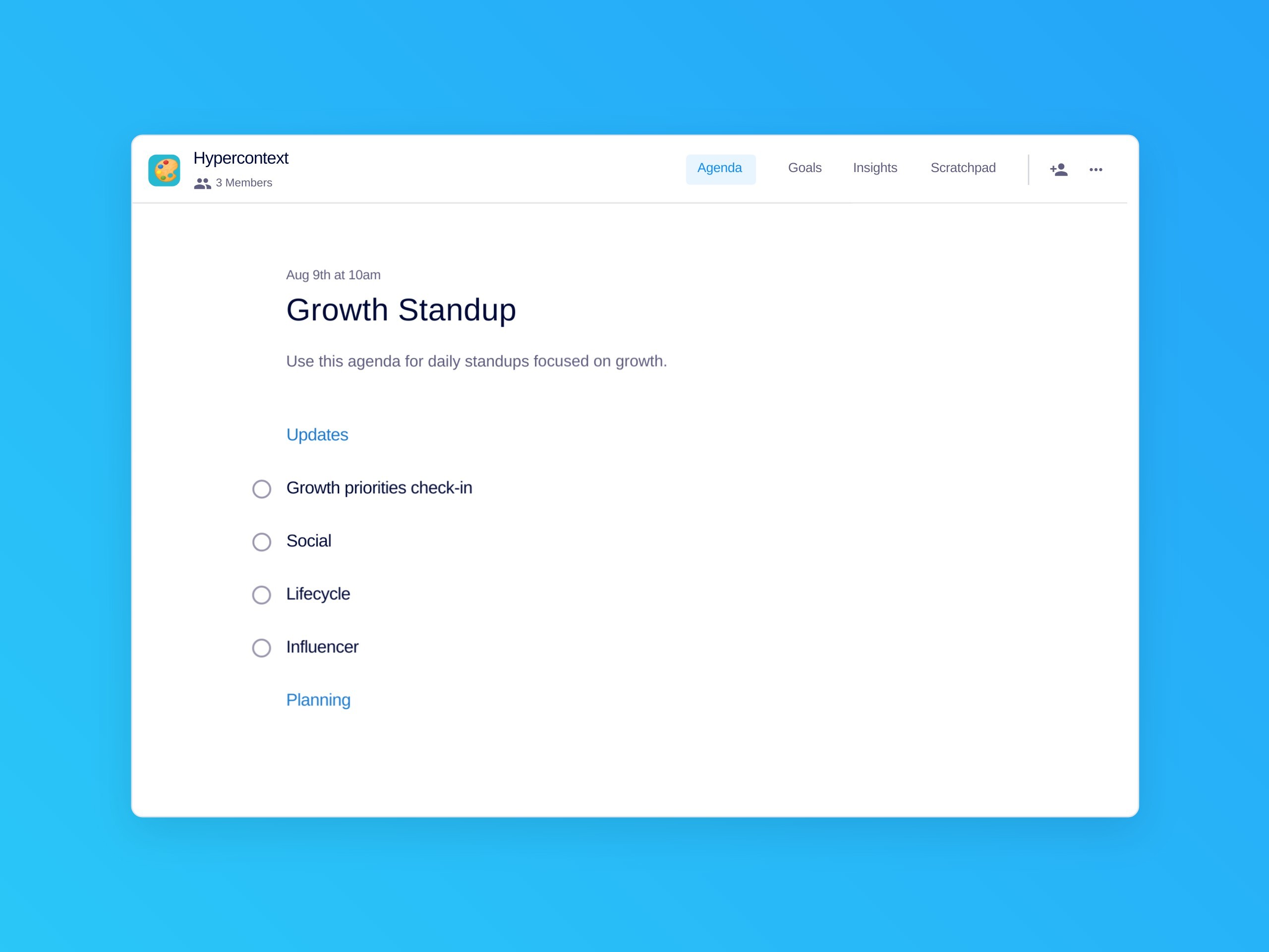 Growth standup template 