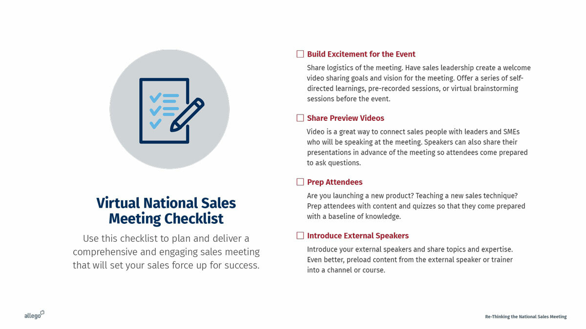 Virtual National Sales Meeting Checklist