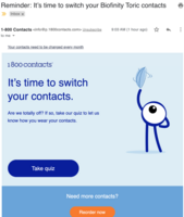 1-800-Contacts Warm Email Reminder - Swipe File