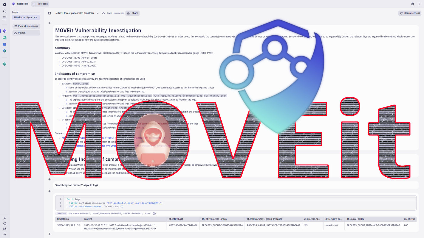 MOVEit vulnerability: Observability context fills log data gaps for MOVEit Transfer vulnerability