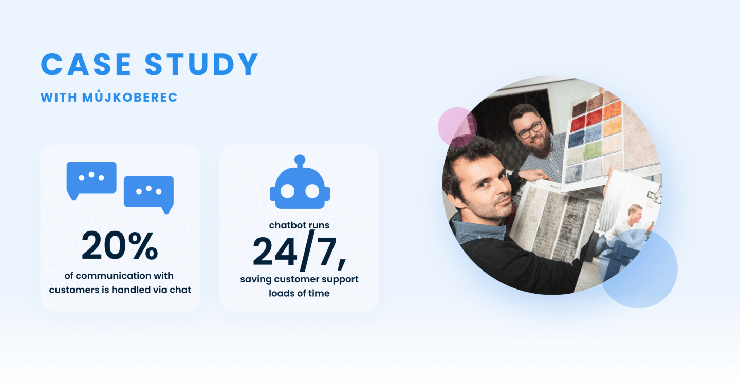 Můjkoberec has their chatbot running 24/7, saving valuable time for customer support