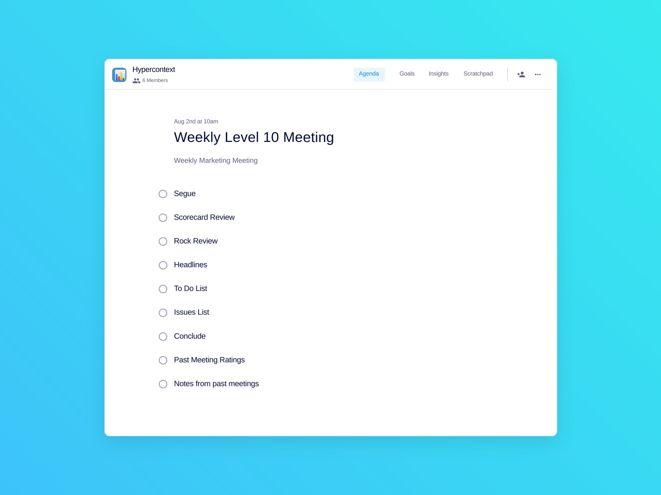 Weekly level 10 meeting template 