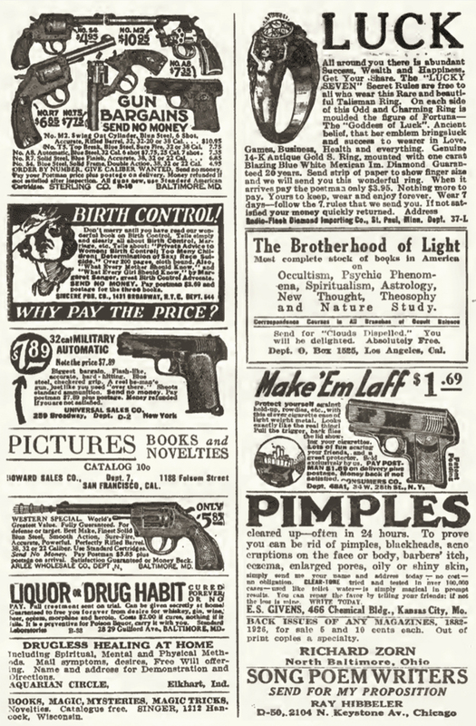 How stuff used to be sold: Weird Tales Magazine 1927 - Swipe File