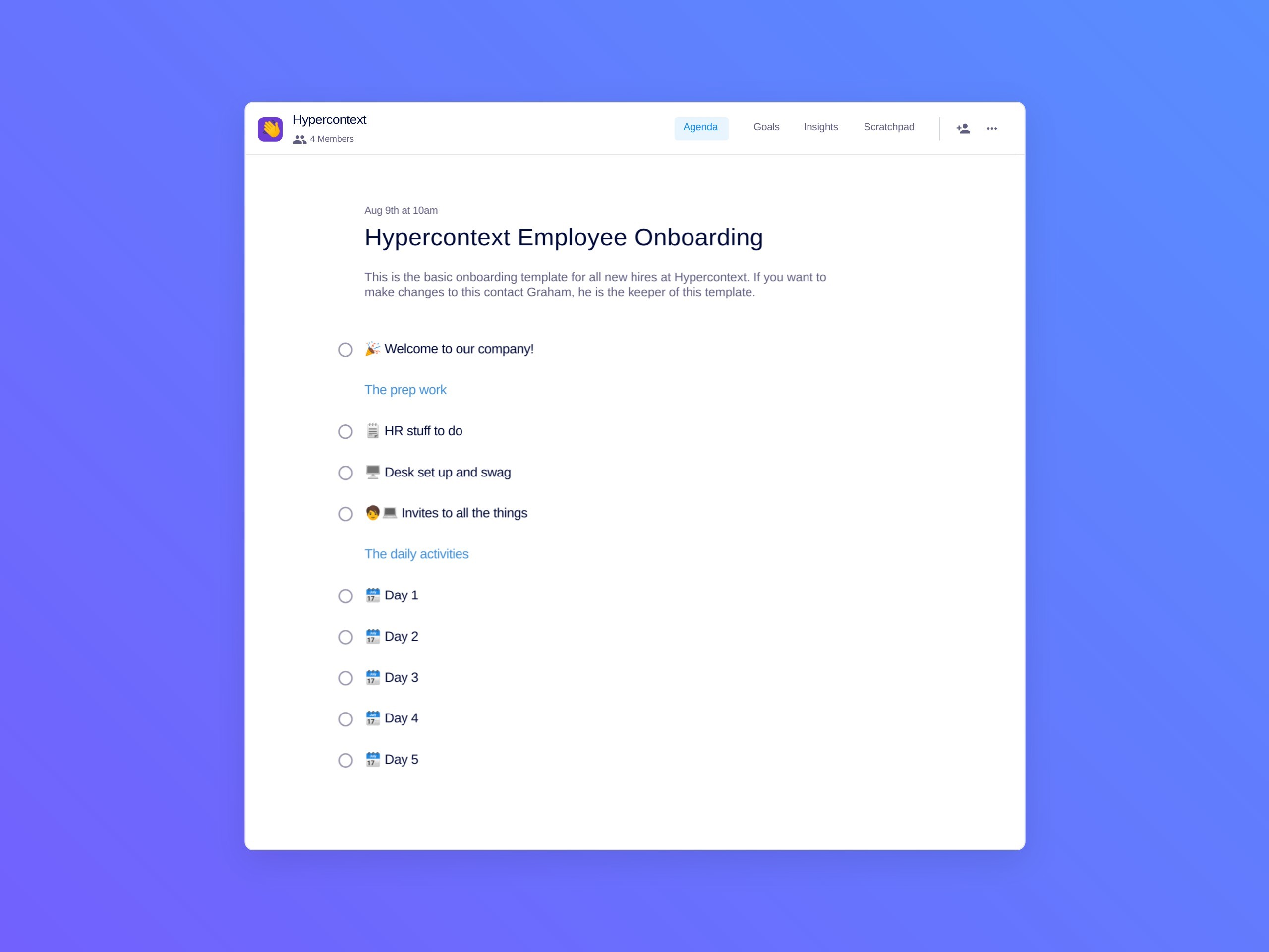 Hypercontext employee onboarding template 