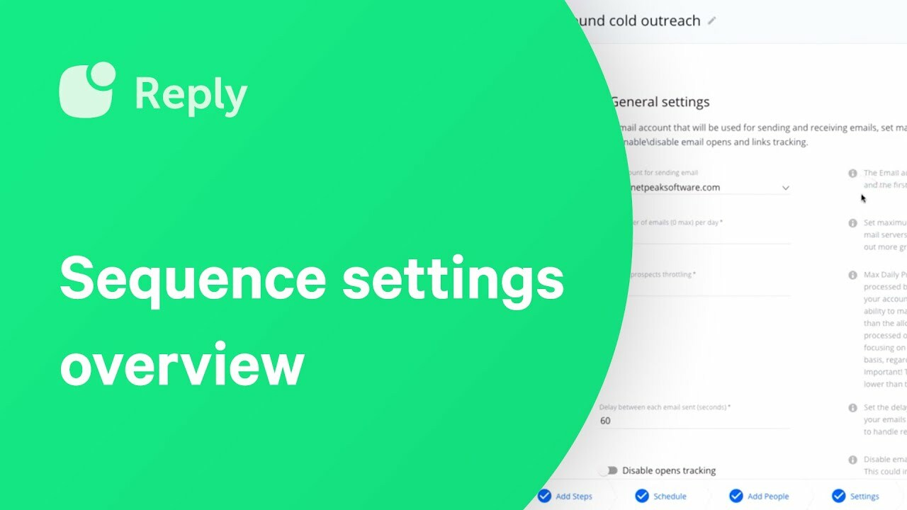 Setting up a sequence in your Reply account: settings overview