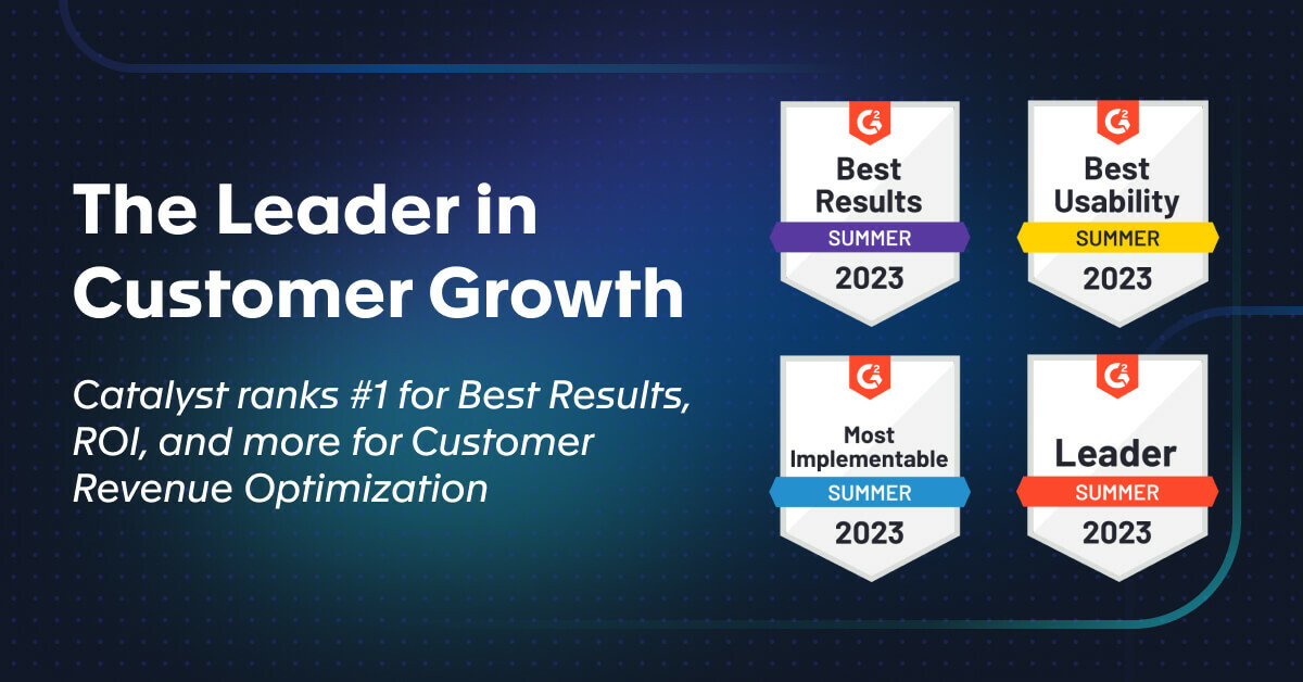 The Leader in Customer Growth: Catalyst ranks #1 for Best Results, ROI, and more for Customer Revenue Optimization