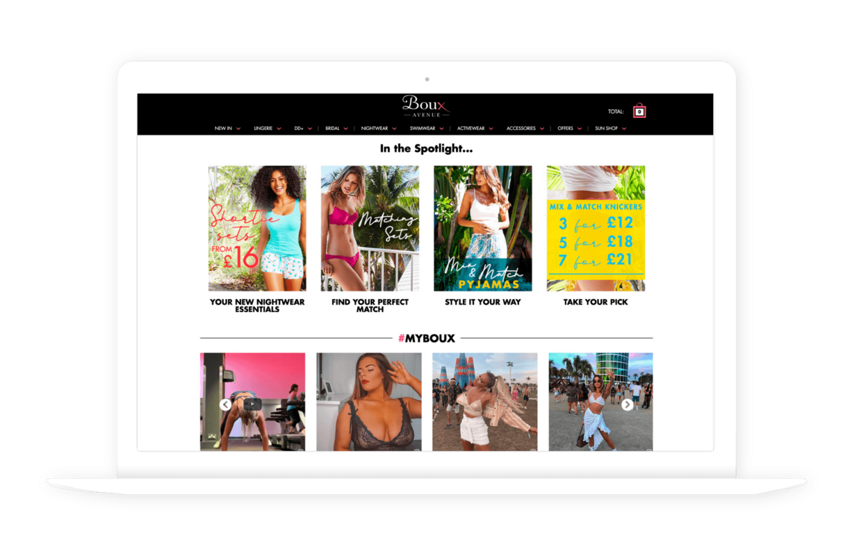 Boux Avenue showcases products with visual UGC