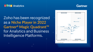 Zoho's recognition in the 2022 Gartner® Magic Quadrant™ for Analytics and BI Platforms