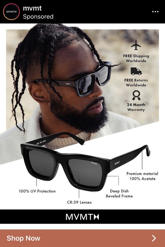 Sunglasses Instagram ad - Swipe File