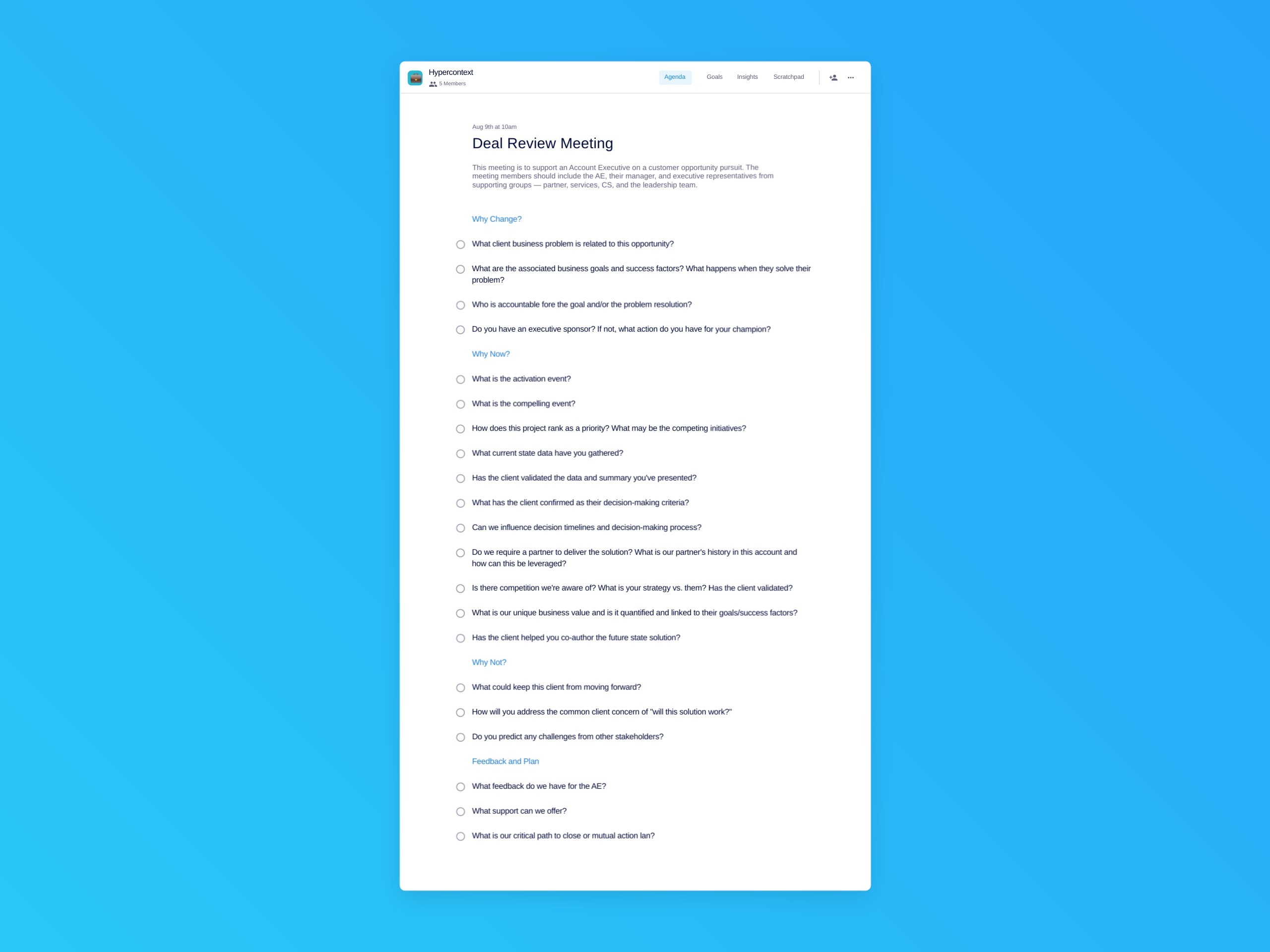 Deal review meeting template