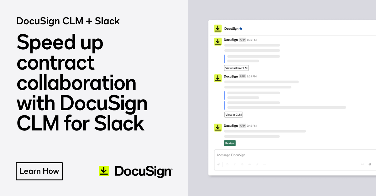 Collaborate and Move Your Agreements Forward with DocuSign CLM and Slack