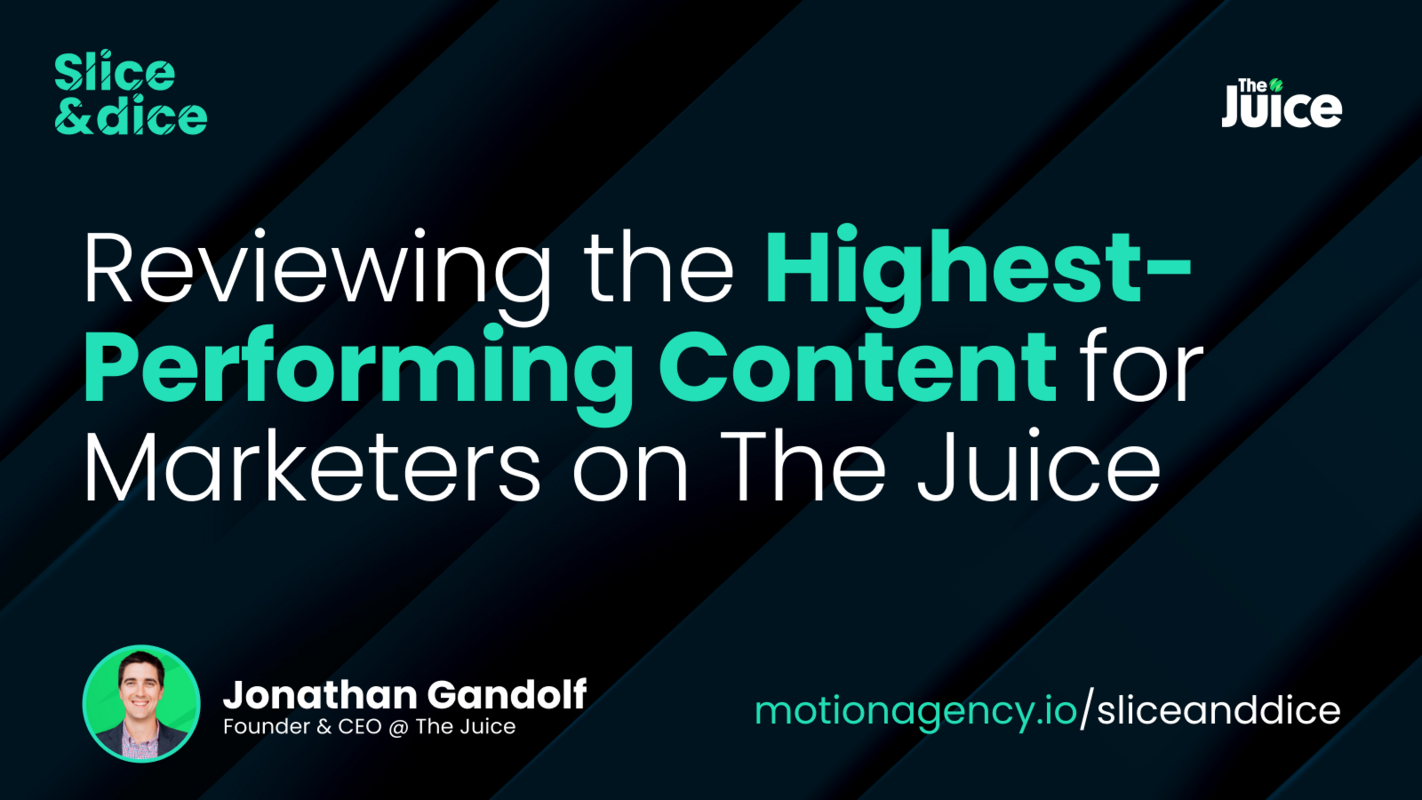 Reviewing the Highest-Performing Content for Marketers on The Juice featuring Jonathan Gandolf