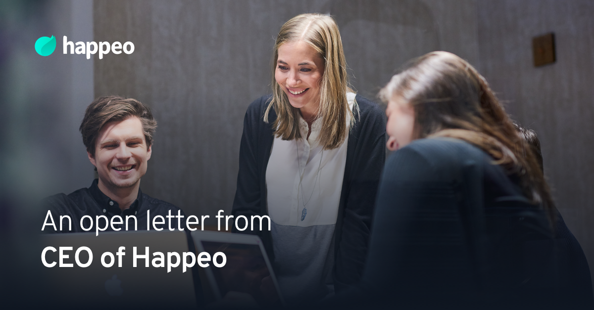 Happeo's $8M funding - announcement letter to our clients
