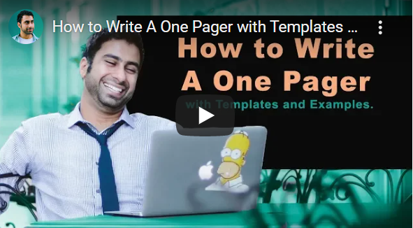 How to write a one pager video - Swipe File