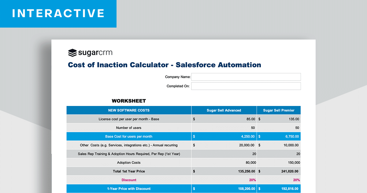 Cost of Inaction (COI) Calculator: Salesforce Automation