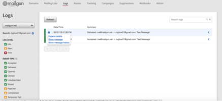 View your Messages in the Mailgun Control Panel