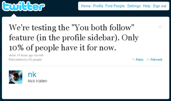 Twitter Testing 'You Both Follow' Feature on 10% of Users