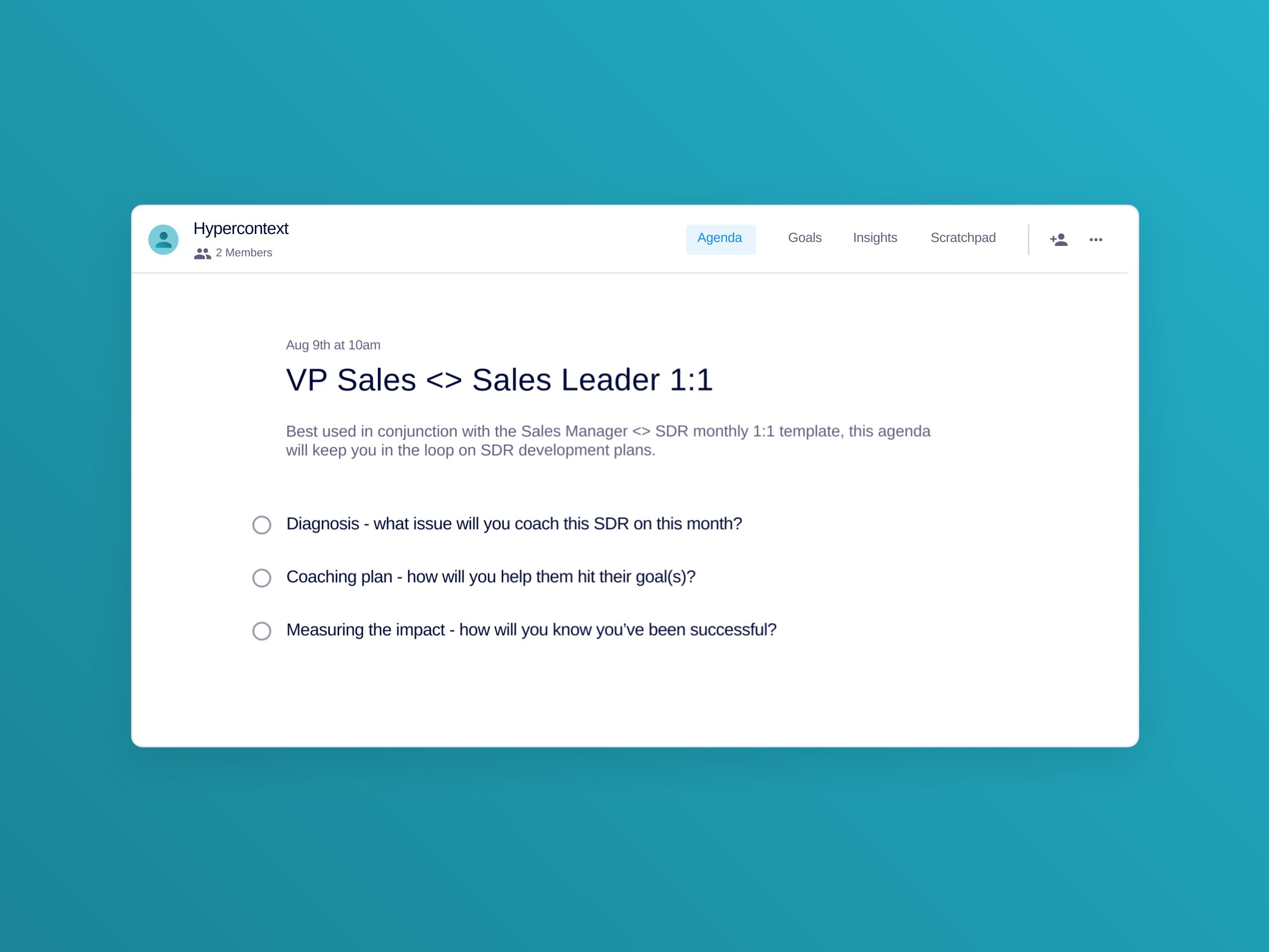 Vp sales  sales leader 1:1 template (3 topics and ideas)